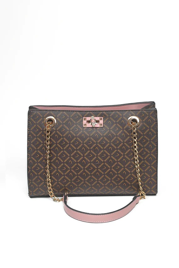 Brown & Pink Hand Bag-430222113-W22
